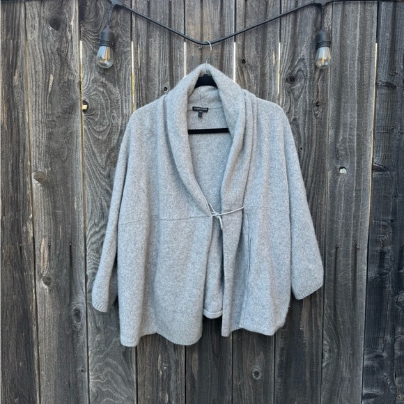 Eileen Fisher Sweaters - Eileen Fisher Light Grey 100% Cashmere Tie-front 100% Cardigan Wrap Sweater larg